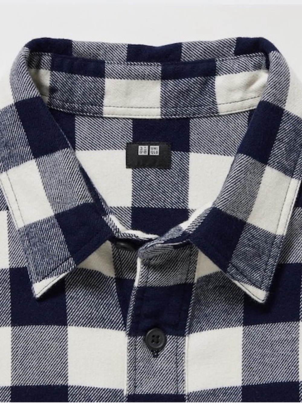 Uniqlo Men Blue Flannel Checked Button Down Shirt MEDIUM Classic Western Preppy